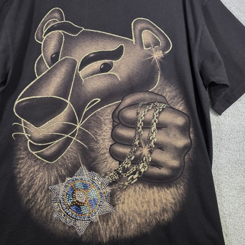 Shaka Wear Shirt Mens XL Pink Panther Bling Bling Rhinestone Hip Hop Y2K Graphic